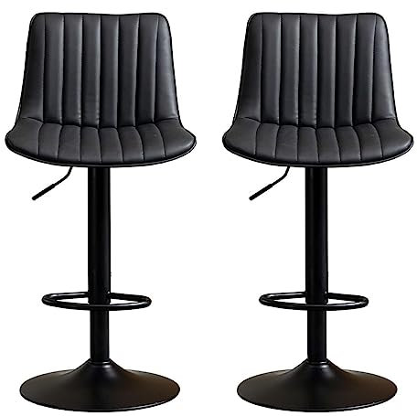 Barhocker Barstühle Barstuhl Moderne Leder-Barhocker, 2er-Set, Verstellbare, Drehbare Gaslift-Barhocker, Fußstütze Und Sockel Für Die Frühstückstheke In Der Küche Bar Stühle Barsessel ( Color : Nero ,