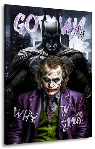 Kunstgestalten24 Leinwandbild Batman & Joker Wandbild Kunst Raum- u. Wanddeko