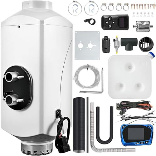 Calentador Diesel 8kW, 24V Calentador De Aire Diesel, CalefaccióN Estacionaria Con Silenciador, Monitor LCD Con Control Remoto, Utilizado Para Coches Barcos Camiones Autocaravanas-8KW-12V