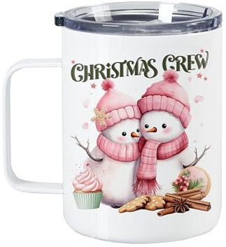 GRAZDesign Glühweinbecher mit Deckel Frohe Weihnachten, Weinachten Thermobecher Edelstahl 350ml (Lustige Schneemänner, 350ml)