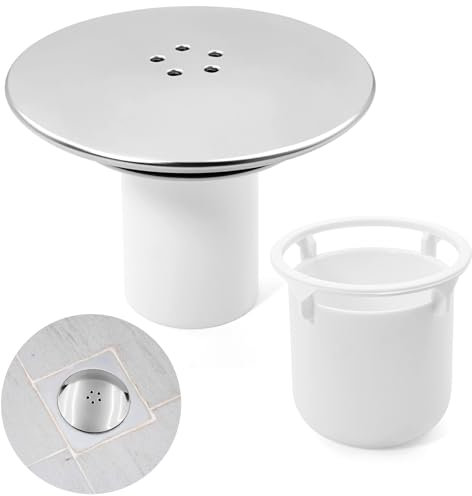 Shower Drain Cover Replacement, Chrome Finish, 90/115mm Shower Plughole & Trap Cover, Removable Top Cap, Fast Flow Shower Waste Cover, Plug Hole Cover for Shower Drain Outlet