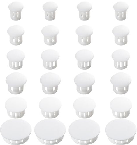 160 Pcs White Screw Caps, Plastic Hole Plugs Assortment Kit, Universal Fit Covers for Screw Holes in 6 Sizes, Durable & Secure Fastener Caps for Furniture & Cabinet Easy Installation Home Office Use