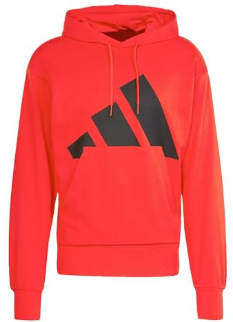 adidas Uomo Essentials Big Logo French Terry Hoodie, Pure Ruby/Black, M