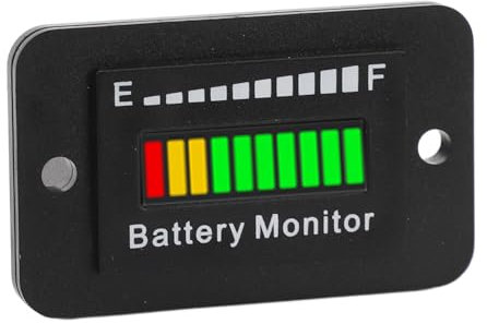 LED Battery Gauge Meter, 12V 24V 48V 60V 72V LED Battery Monitor Meter Battery Fuel Gauge Indicator for Cart Forklift Lawn Mower