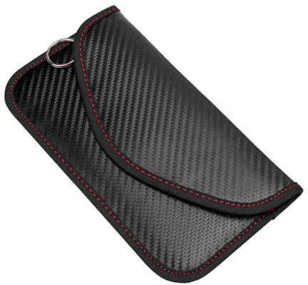 JNNJ Signalblocker Tasche, Abschirmung Schlüsseltasche, Taschen Kohlefaser Leder Blocker Schlüsseletui, Schlüsselmäppchen für Handy, Autoschlüssel, Schlüsselanhänger