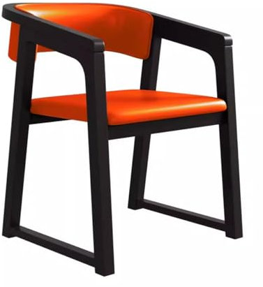 YCKEGEW Mid-Century Holzstuhl Esstischstühle Mit Holzarmlehnen, Einzelner Arbeitsstuhl Mit Offenem Rücken Lesestuhl Mit Gepolstertem Sitz,Teetisch-Freizeitstuhl(Color:Black Wood,Size:Orange)