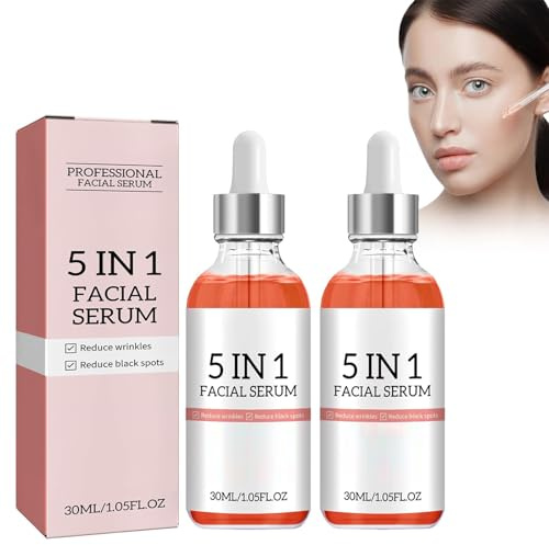 Rice 2Pc 5-In-1-Gesichtsserum,Anti-Aging-Serum,Dark Spot Remover | Für Das Gesichtgesichtsserum,5-In-1-Hyaluronsäure-Gesichtsserum,Anti-Aging-Gesichtsserum,Verbessern Sie Stumpfe,Müde Haut
