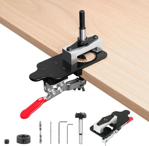 FRULX 35mm Concealed Door Hinge Jig, Aluminum Alloy Accurate Locking Cabinet Hinge Hole Drilling Jig, for Door Concealed Installation Household Tools Aluminum Alloy Hole Opener, Kitchen Door Hinge Jig
