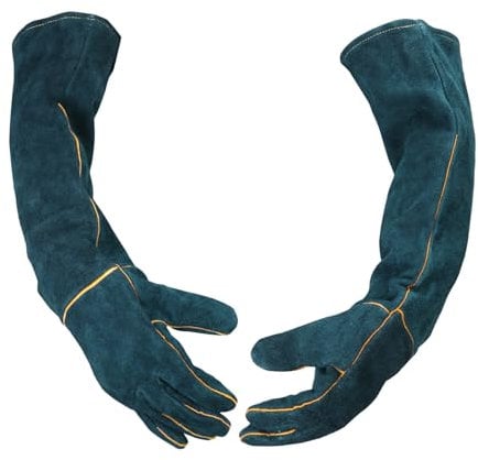 QWORK Gants Anti-Morsure 60 cm, Anti-Coupures, pour Chat, Bain, Jardinage, Toilettage, Soudure, Manipulation des Animaux, Rouge