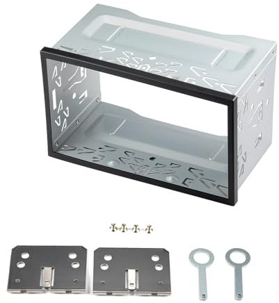 GEARMONSTER Autoradio Einbaurahmen Universal 2 DIN Metallrahmen Halterung Auto Radio Montage Rahmen Radioblende Einbausatz für Doppel DIN Auto Radio, Auto DVD Player, GPS Navigation