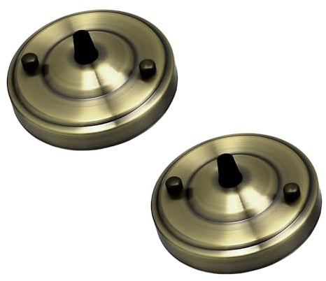 LEDSone Industrial Retro Ceiling Rose 108 mm Pendant Cable Grip Flex Clamp Metal Plate for Light Fitting Hanging Lamp Ceiling Cover Accesories (Green Brass - 2 Pack)