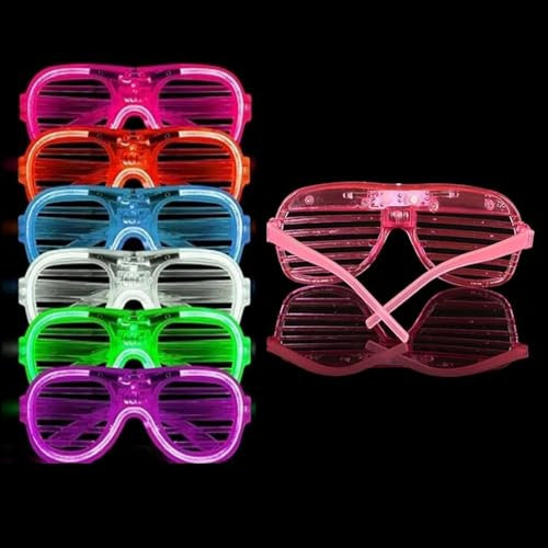 Mienocol 6pcs Neon Glasses Party Neon Light Up Glasses,6 Colour Led Neon Glasses Rave Accessories Futuristic LED Glasses Cyber Punk 80s 90s Funny Shutter Glasses for Concert,Xmas,Halloween,New Years