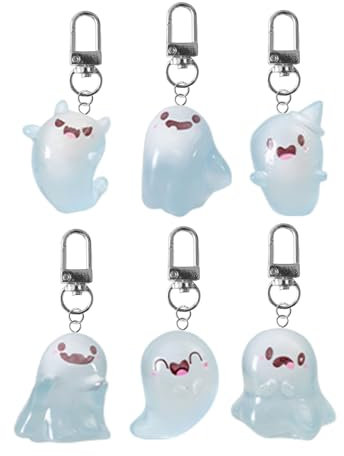 SPONGL Schlüsselanhänger, 6 Stück, leuchtet im Dunkeln, Phantom-Anhänger, Schlüsselanhänger, Rucksack, Charm, Tasche, Zubehör für Halloween