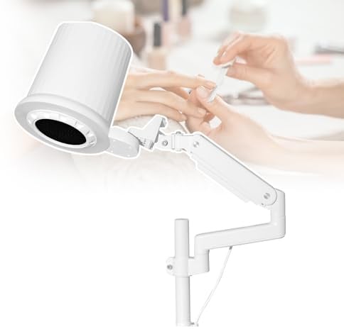 Dust Collector Nail Tech,With 360° Rotating Bracket Arm,5 Gears Led Lamp Adjustable, Noise Less Than 70Db,Stepless Knob Control