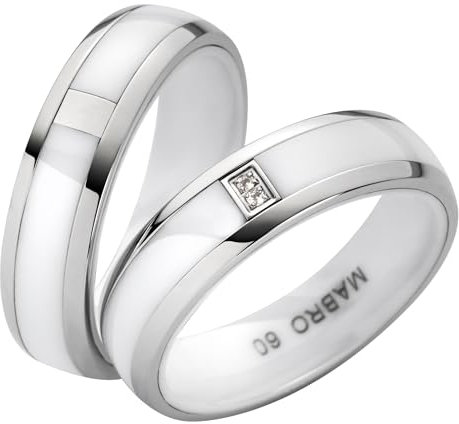 Blue Moon Diamonds Damenring Ehering, Partnerring Verlobungsring aus Keramik mit Zirkonia Antragsring Trauring Freundschaftsring