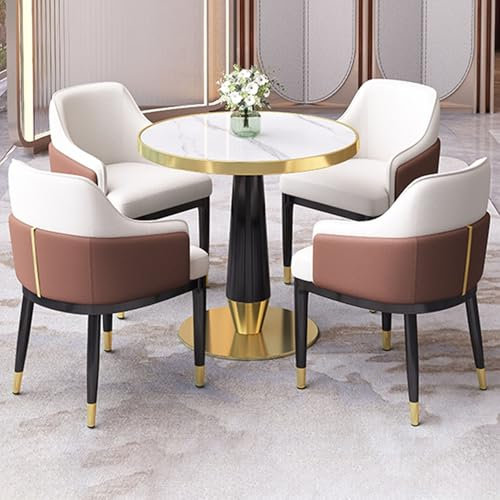 YUGXTH Table Chaise Encastrable Ronde, Ensemble Table et Chaise Réception Familiale, Table Salle a Manger Ronde avec Chaise, Chaises Longues a Siège Rembourré en PU, Le Restaurant(70cm/27.5in)