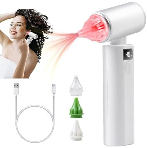 TRTDYFKH 10W Electric Ear Dryer with 3 Earplugs, Rechargeable Ear Dryer with 650nm Red Light for Adults and Kids, Electronic Hot Air Ear Drying Device for Swimmers, Showers, Diving