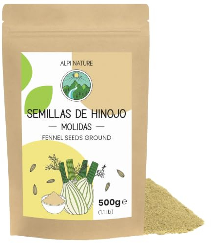 Alpi Nature Fenchelsamen gemahlen 500g, Fenchel Gewürz gemahlen | Gemahlene Fenchel Samen, ideal für Gewürzmischungen, Currys, Salate, Suppen, Bratengerichten, Marinaden, Saucen & Backwaren