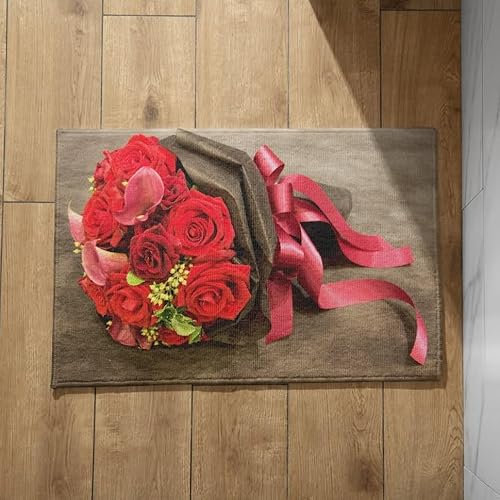 Ethereval Schmutzfangmatte Gemustert Fussmatte Spruch Blume Schmutzfangmatte Welcome Sauberlaufmatte Außen Groß 50X80cm