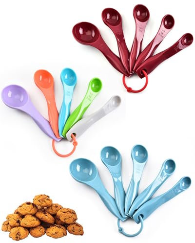 TOZBLEU 15 pcs Ensemble de cuillères doseuses,cuillères doseuses de Couleurs de différentes capacités,doseuse Plastique,cuillères doseuses en Plastique pour Outils de Mesure de liquides et de poudres