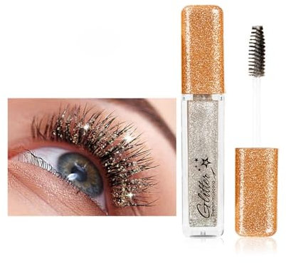 Flüssig Glitzer Mascara,Glitzer Wimperntusche, Glitter Schimmer Farbige Wimperntusche für Wimpern,Glitter Diamond Mascara,Wimperntusche für extremes Volumen&Lange Wimpern (Silver, 6ml)
