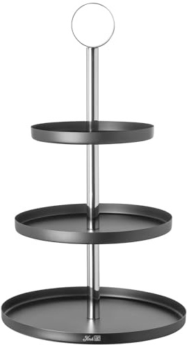 Fink dreistöckige Etagere 46 cm hohes schwarzes Stufentablett mit Haltering