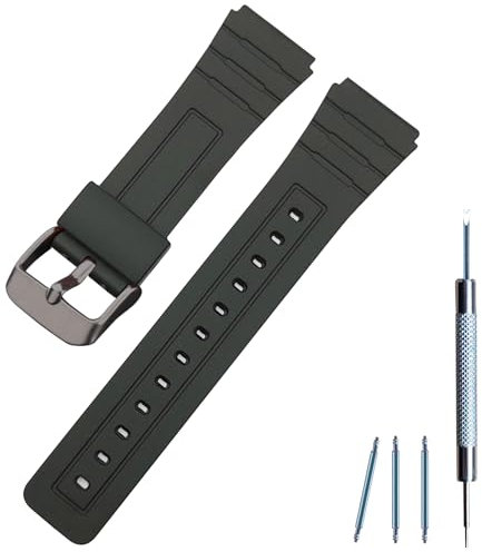 Cinturino di ricambio per Casio F-84/F-91W/F-94/F-105/F-108/A158/A168, morbido cinturino in PU per Casio A158/AE-1200 Series (nero)