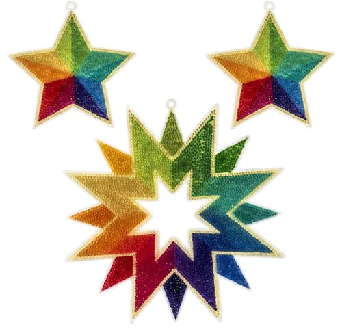 Ideen mit Herz Diamond-Painting-Sterne | transparente Steine | mit Öse zum Aufhängen | zum beidseitigen Gestalten | Dekoration & DIY