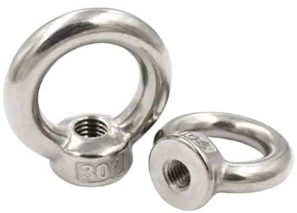 2 pcs of M10 304 Stainless Steel Ring Nut Lifting Eye Nut Lifting Ring Eye Bolt Female Threaded Eye Screw Bolts Fastener Hardware Eyebolt for Lifting Accessories