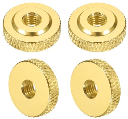 sourcing map 4 Stück gerändelte Rändelmuttern, M5 x 16 mm x 5 mm, weibliche Schulter, Aluminium, flach, Durchgangsloch, Verriegelungsmuttern, Griffknopfverschlüsse für 3D-Drucker-Teile, Maschine, DIY