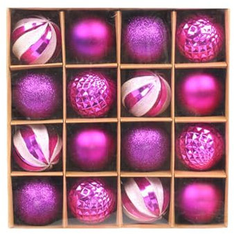 LIXSAZSE Set di palline di Natale rosse e bianche da 16 pezzi. Decorazioni natalizie bianche in plastica leggera, infrangibili e durevoli, VIOLA