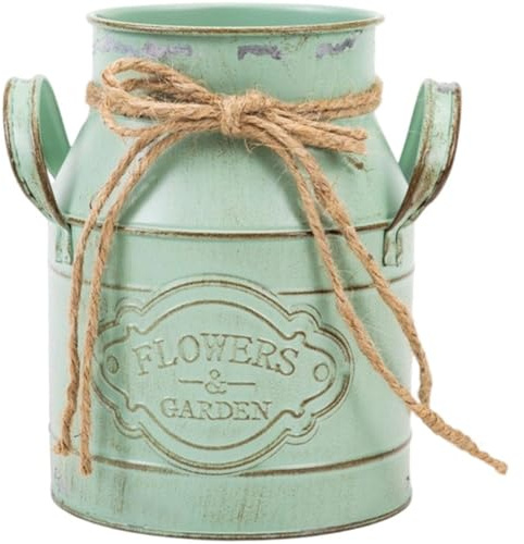 Ymxygz Bidon À Lait Vintage, Vase À Fleurs en Métal, Vase Décoratif De Ferme, Vase Rustique Shabby Chic avec Poignée pour Décoration De Maison Ou De Bureau