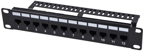 GeeekPi 12-Port Cat6-Patchpanel, 1U für 10-Zoll-Racks – modulares Panel mit Keystone-Kopplern & Kabelmanagement, kompatibel mit DeskPi RackMate T1/T0/T2/T0 Plus/T1 Plus/TL1 & 10-Zoll-Serverschrank