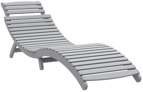 Generisch Generic Sonnenliege aus Massivem Akazienholz, Ergonomisches Design, Faltbare Funktion, Komfortables Erlebnis, 184 X 55 X 64 cm, Ideal Zum Sonnenbaden und Entspannen Am Pool, auf der (Grau)