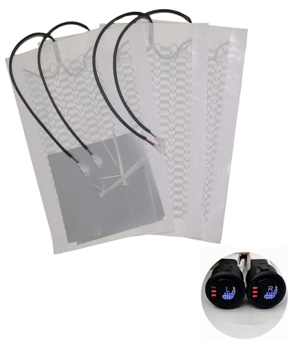 Vichinza Kit de chauffage de siège auto en fibre de carbone avec interrupteur - 3 niveaux - Universel pour sièges de voiture - 4 tapis (2 sièges) - E