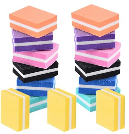 21 Stück Kleiner Schwammnagelfeilen in Tofu Form | Doppelseitiges Polieren, Glättet Rillen und Formt Finger Sowie Zehennägel, für Zuhause Zufällige Farbe