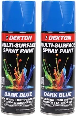 DEKTON Quick-Dry Aerosol Spray Paint, Interior And Exterior Usage – Paint Dark Blue for Metal, Wood, and Plastic |Rust Prevention|Ideal for Fixtures Furniture's Components Projects (Pack of 2)