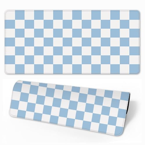Hearda Tapis de Souris XXL/XL/L, Tapis de Souris Gamer Damier Arc-en-Ciel, Accessoire Bureau avec Bords Cousus, Mouse Pad en Base Antidérapante, Convient Gaming (Bleu,800x300x3mm)