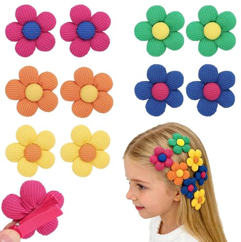 Floruvia 10 pièces nœuds pour cheveux pour filles, barrettes florales, accessoires antidérapants pour cheveux pour filles, nœuds pour bébés avec pinces crocodile pour enfants et adolescents