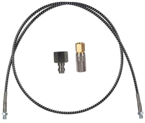 Manguera de alta presión 100cm M10x1 para compresor de aire y bomba de aire, nailon de 63 MPa con accesorios de acero inoxidable y cobre, 3.3 pies plateado/negro