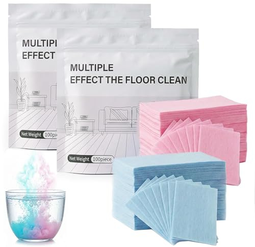 200 Stück Floor Cleaning Tablets Multi-Surface Cleaner, Bodenreinigungstabletten, Vordosierte wasserlösliche Reinigungstabletten, Duftende Bodenreiniger Blätte für Hartböden, Fliesen