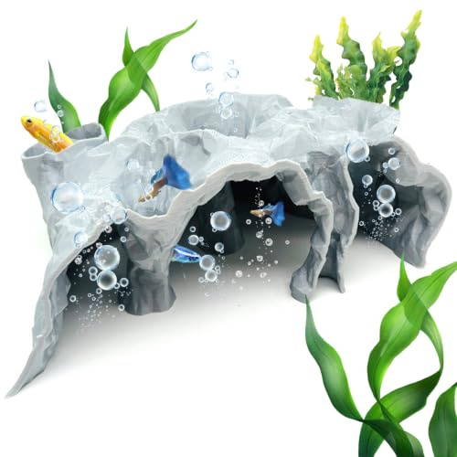 Aquarium Versteckhöhlen — Versteck für Fisch&Garnelenversteck, Landschaftsdekoration Tunnel, Aquarium Dekoration,Korallenstein Höhle für Buntbarsche, Kleine Kampffische, Reptilien&Panzerwelse(M)