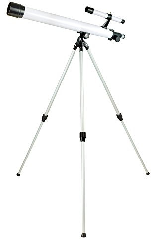 EDU-TOYS Teleskop zur Erdbeobachtung 650mm Tubus 50mm Linsendurchmesser 91cm Bodenstativ 6fach Sucher Neigermontierung Huygensokular