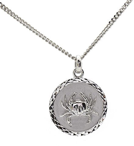Anhänger mit astrologischem Sternzeichen, Krebs, Medaille und Kette aus massivem Sterling-Silber 925, mit Box Personalisierbar.