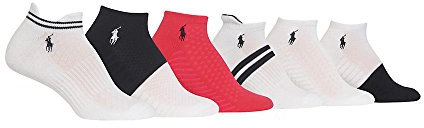 POLO RALPH LAUREN Women's Polo Sport Stripe Tab Assorted Low Cut - 6 Pack
