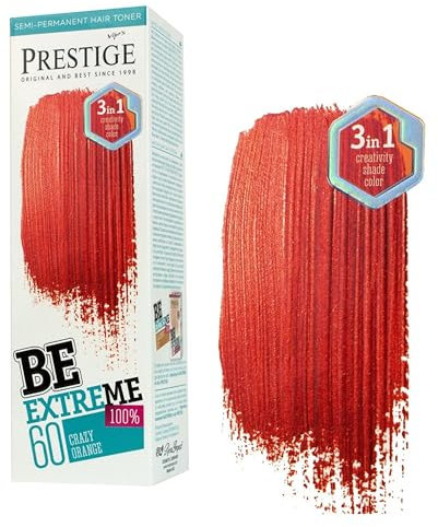 Vip's Prestige Be Extreme | Semipermanenter Haartonisierer 60 Crazy Orange | Reines Pigment | Verleiht gefärbten oder grauen Haaren Farbe | Temporäres Ergebnis | Ammoniakfrei, Parabenfrei, PPD-frei