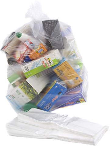 Abbey Pack of 1000 Clear Plastic Recycling Bin Bags 90L – Transparent Recycling Bags for Kitchen, Bathroom, Bedroom, Office –Polythene Bin Liners bags –Clear Refuse Sacks 18 x 29 x 39 Inch – 64 Gauge