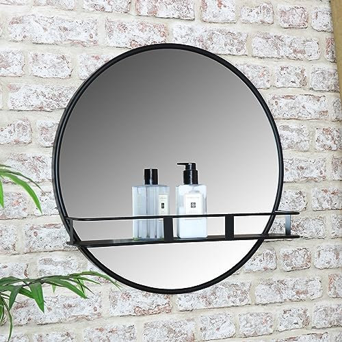 Melody Maison Round Wall Mirror with Shelf 50cm x 50cm