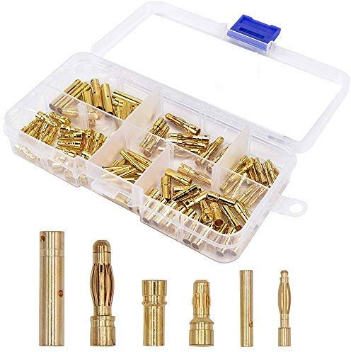 GTIWUNG 120 Stück 2mm 3,5mm 4mm Vergoldete Bananenstecker Motor Elektronische Weiblich Männlich Stecker, 60Paar RC Brushless Motor ESC vergoldete Bananenstecker Kugelstecker