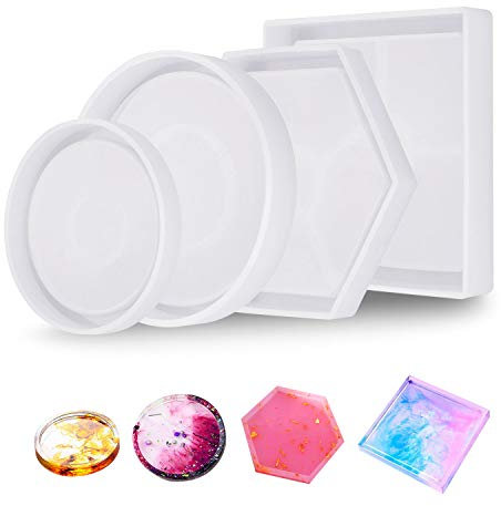 Zocipro 4Pcs Moldes Resina Epoxi para Bricolaje, Moldes Silicona Manualidades para Hacer Cristales para Manualidades